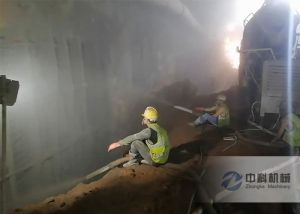 隧道專用雙噴頭濕噴機(jī)施工現(xiàn)場(chǎng)