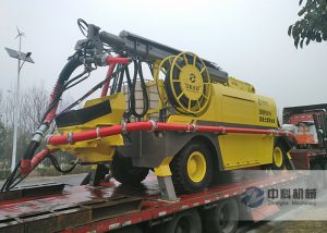 混凝土濕噴臺車、PZ-6噴漿機(jī)、雙液注漿機(jī)發(fā)貨現(xiàn)場